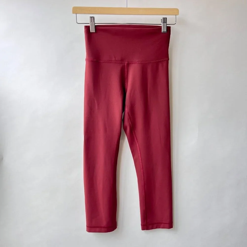 Lululemon Wunder Train Highrise crop leggings, Savannah red, Size 6 B159